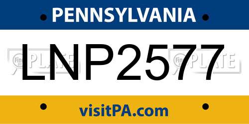LNP2577 Pennsylvania License Plate