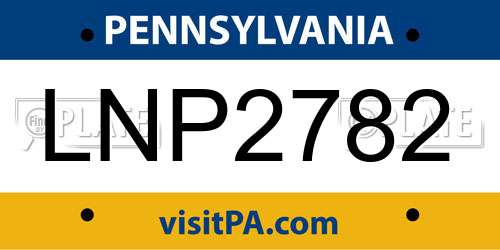 LNP2782 Pennsylvania License Plate