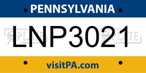 LNP3021 Pennsylvania License Plate