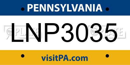 LNP3035 Pennsylvania License Plate