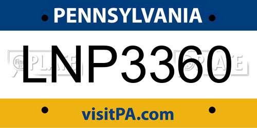 LNP3360 Pennsylvania License Plate
