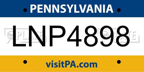 LNP4898 Pennsylvania License Plate