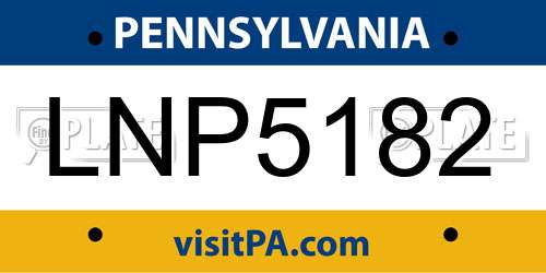 LNP5182 Pennsylvania License Plate