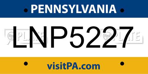 LNP5227 Pennsylvania License Plate