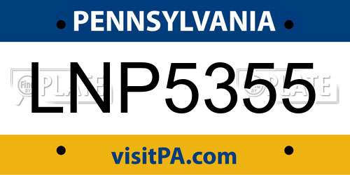 LNP5355 Pennsylvania License Plate