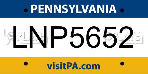 LNP5652 Pennsylvania License Plate
