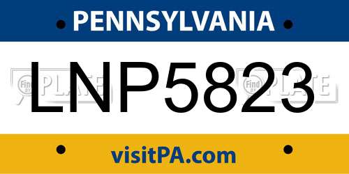 LNP5823 Pennsylvania License Plate