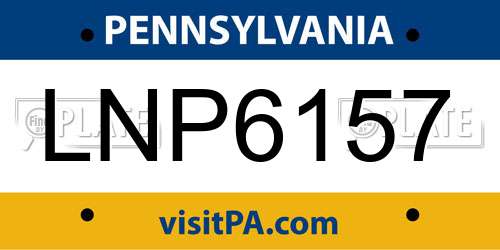 LNP6157 Pennsylvania License Plate
