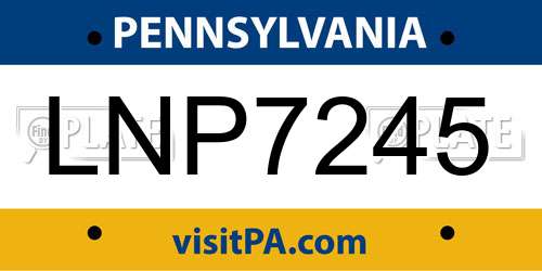 LNP7245 Pennsylvania License Plate