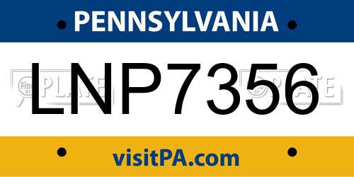 LNP7356 Pennsylvania License Plate