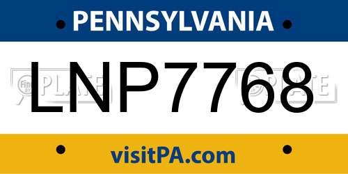 LNP7768 Pennsylvania License Plate