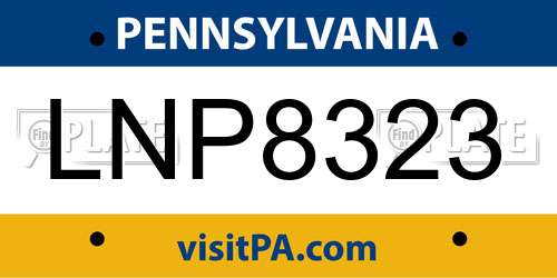 LNP8323 Pennsylvania License Plate