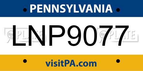 LNP9077 Pennsylvania License Plate
