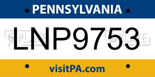 LNP9753 Pennsylvania License Plate