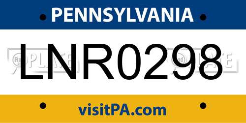 LNR0298 Pennsylvania License Plate