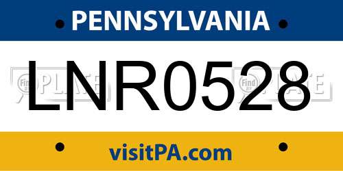 LNR0528 Pennsylvania License Plate