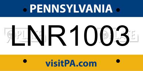 LNR1003 license plate in PA state