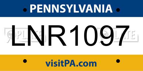 LNR1097 Pennsylvania License Plate
