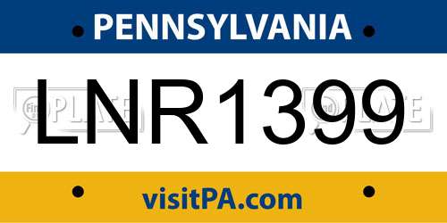 LNR1399 Pennsylvania License Plate