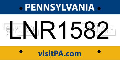 LNR1582 Pennsylvania License Plate
