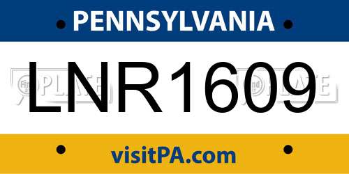 LNR1609 Pennsylvania License Plate