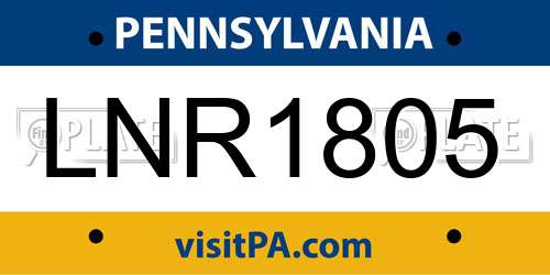 LNR1805 Pennsylvania License Plate