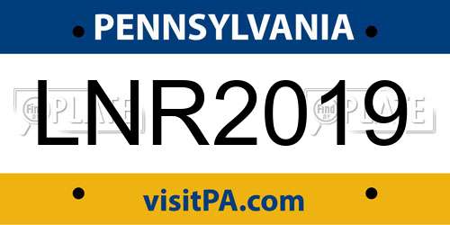 LNR2019 Pennsylvania License Plate