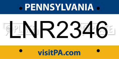 LNR2346 Pennsylvania License Plate