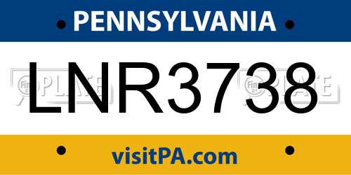 LNR3738 Pennsylvania License Plate