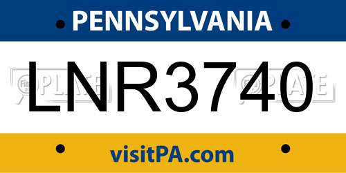 LNR3740 Pennsylvania License Plate