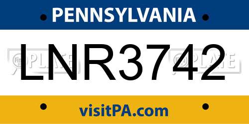 LNR3742 Pennsylvania License Plate