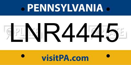LNR4445 Pennsylvania License Plate