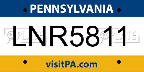 LNR5811 Pennsylvania License Plate