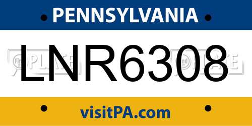 LNR6308 Pennsylvania License Plate