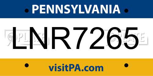 LNR7265 Pennsylvania License Plate