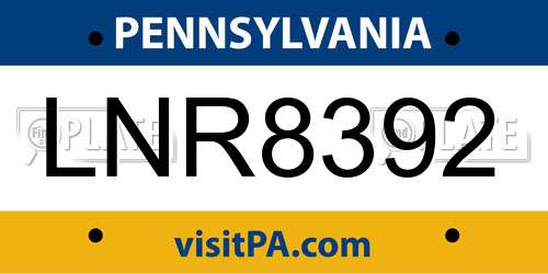 LNR8392 Pennsylvania License Plate