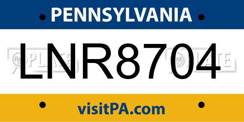 LNR8704 Pennsylvania License Plate