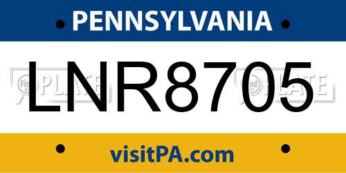 LNR8705 Pennsylvania License Plate