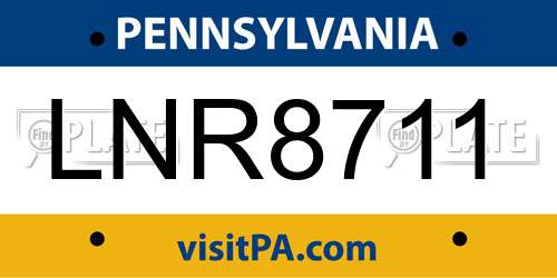 LNR8711 Pennsylvania License Plate