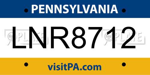 LNR8712 Pennsylvania License Plate