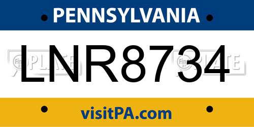 LNR8734 Pennsylvania License Plate