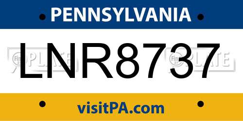 LNR8737 Pennsylvania License Plate