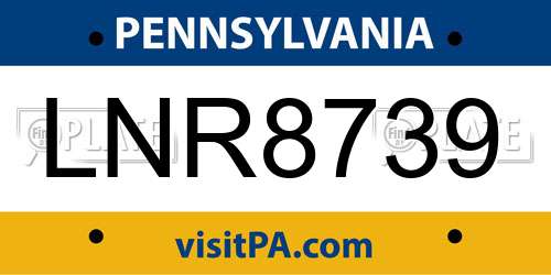 LNR8739 Pennsylvania License Plate