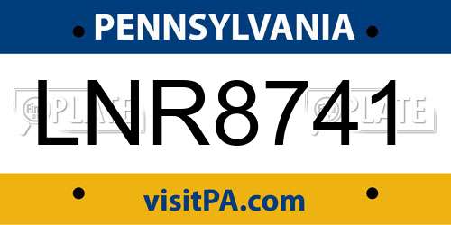 LNR8741 Pennsylvania License Plate