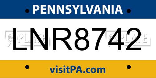 LNR8742 Pennsylvania License Plate