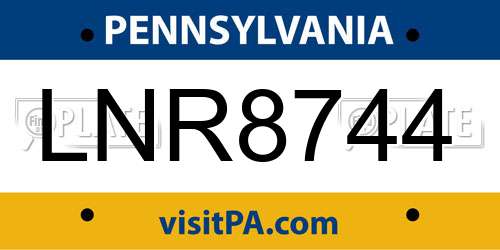 LNR8744 Pennsylvania License Plate