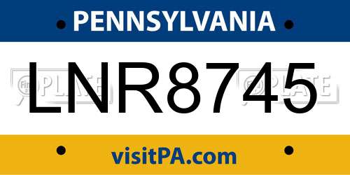 LNR8745 Pennsylvania License Plate