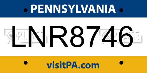 LNR8746 Pennsylvania License Plate