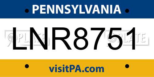 LNR8751 Pennsylvania License Plate