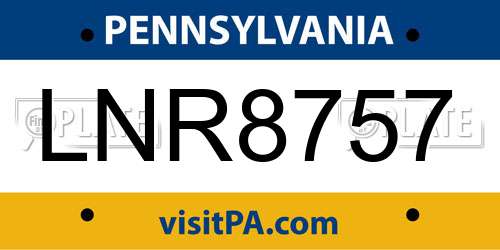 LNR8757 Pennsylvania License Plate